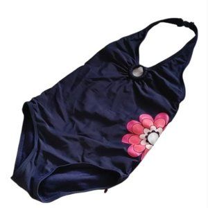 3/$25 Joe Fresh kids Dark blue swimming bathing suit with flower applique